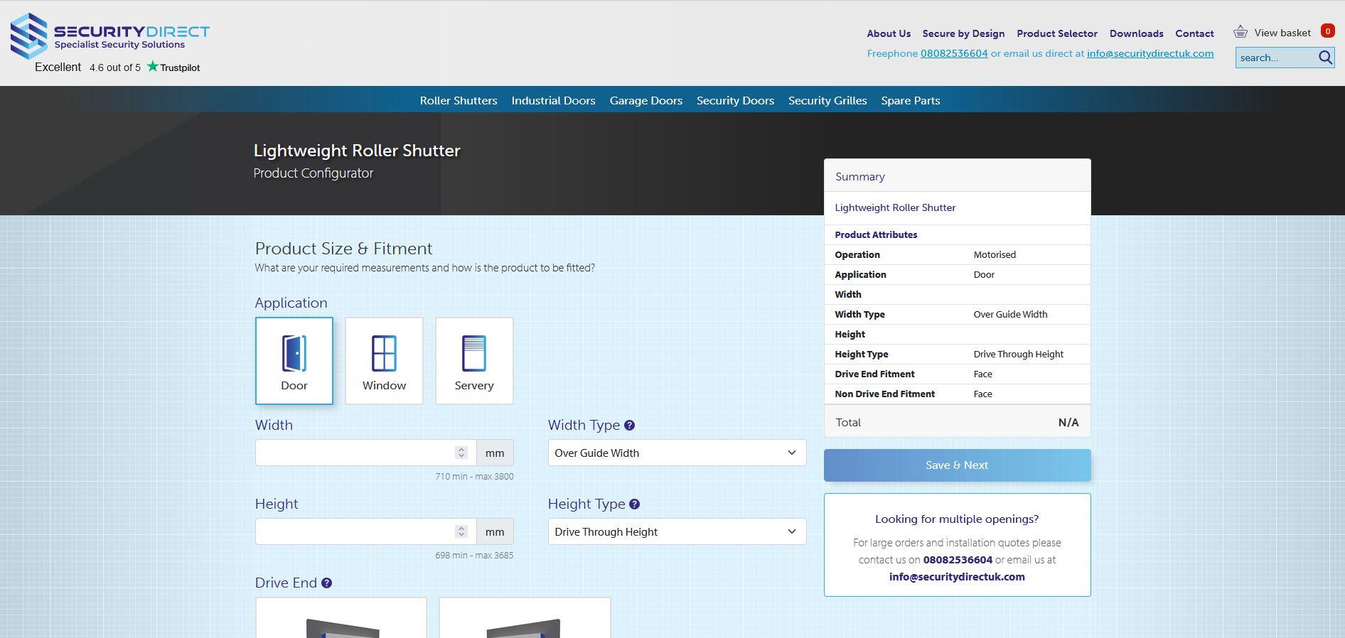 Security Direct Product Builder